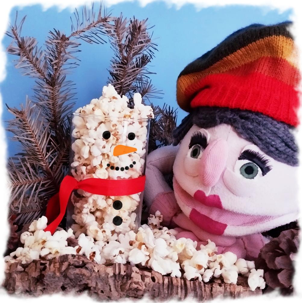 Holiday Popcorn Snowman // whole grain